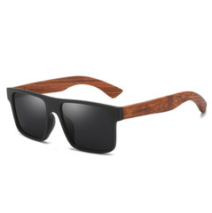Square Polarized Wood Sunglasses Men Women Wooden Temple Outdoor Shade Glasses