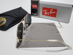 Ray-Ban RB3025 Aviator Pilot Sunglasses Gold Frame Glass Gradient Blue Lens 58mm