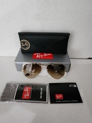 Ray-Ban Sunglasses RB3025 Aviator Gradient Gold Frame Light Brown Lens 58mm NEW