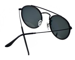 Ray-Ban Sunglasses RB3647N Round Double Bridge Black Frame Blue Grey Lens 51mm