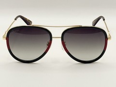 Gucci GG0062S 003 Aviator Sunglasses in Green/Red Grey Lenses