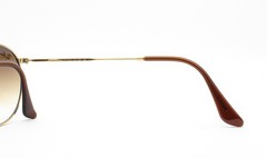 Ray-Ban Round Sunglasses RB 3447 001/51 Shiny Gold Brown Glass 50mm with Case
