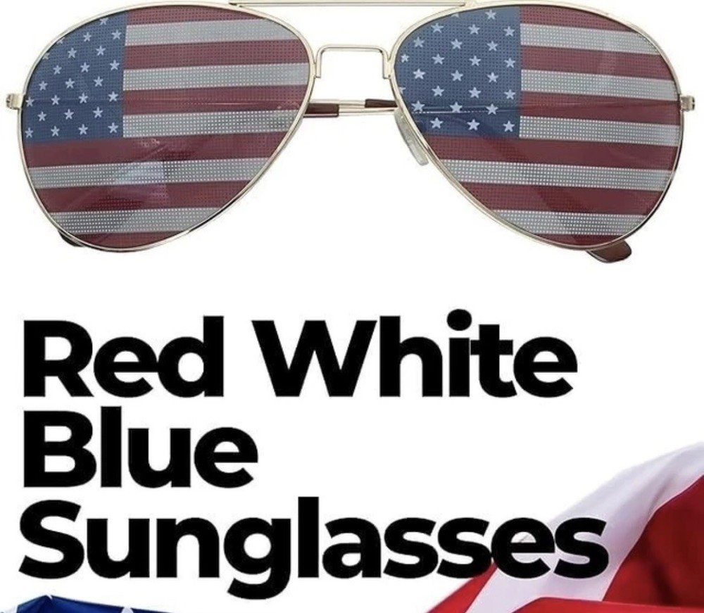 (3) USA Glasses American Flag ,Aviator Sunglasses Patriotic,United States.SILVER