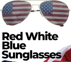 (3) USA Glasses American Flag ,Aviator Sunglasses Patriotic,United States.SILVER