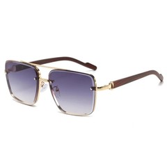 Men’s Metal Sunglasses Square Half Frame Rice Nails Casual Trend Personality
