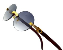 Slim Oval Round Rimless Wood Luxury Sunglasses HIP HOP Buffs Shades Rapper New