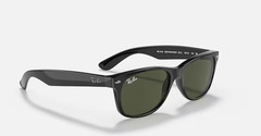 Ray-Ban RB 2132 901L New Wayfarer Black-Crystal Green Sunglasses