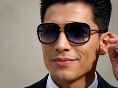 Men’s Sunglasses Square One Gold Colored Metal Frame Top Bar Oversize Shades NEW