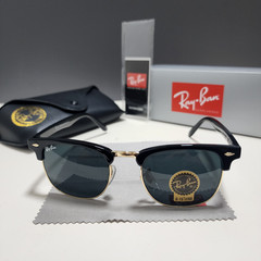 Ray-Ban RB3016 Classic Clubmaster Sunglasses Black Frame Glass Gray Lens 145mm