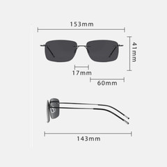 Metal Square Sports Polarized Rimless Sunglasses For Men Driving Retro Glasses