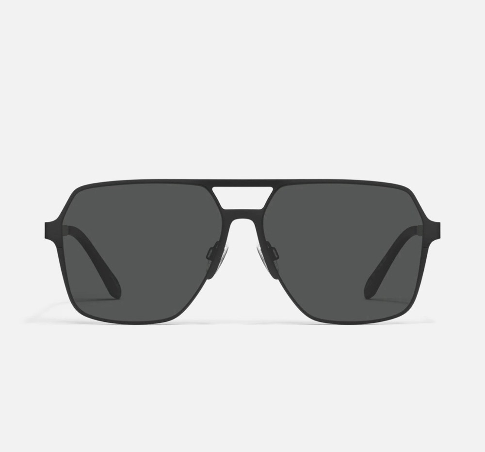 QUAY Backstage Pass Sunglasses Matte Black Square Aviator Unisex Polorized Lens