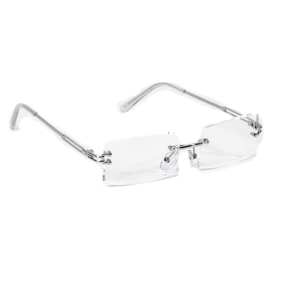 Men’s Luxury Clear Tint Lens Square Silver Frame Fashion Rectangle Sunglasses