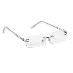 Men’s Luxury Clear Tint Lens Square Silver Frame Fashion Rectangle Sunglasses