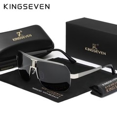 KINGSEVEN Aviator Polarized Sunglasses Men Black Frame Black Lens UV400