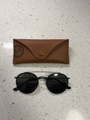 Ray-Ban RB3647N 002/58 Round Double Bridge Polarized Sunglasses 51-22 145 w Case