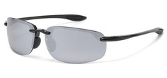 Mens Semi Rimless Sunglasses – Black Frame – Silver Mirror Lens – Casual Style