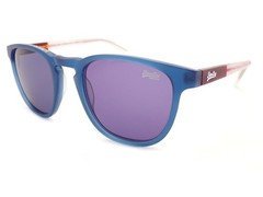 Superdry SDS Roku Round Sunglasses Blue Burgundy Clear with Brown Lenses 106