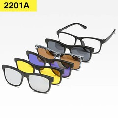 Magnetic Clip On Sunglasses Square Frame Polarized UV400 Adult Casual 6 in 1