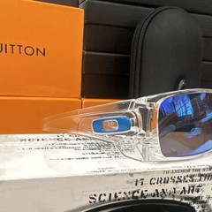 Oakley Men’s Batwolf Wrap Sunglasses Clear Frame Blue Mirrored Lens 127mm