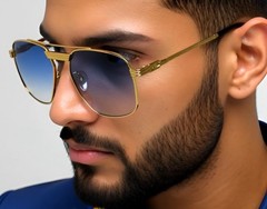 Sunglasses Men Fashion Retro Style Square Gold Frame Classic Designer Hip Hop