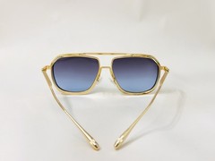 Square Gold Metal Frame Gradient Blue Lens Sunglasses Lightweight Solid Men