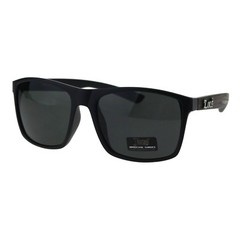 Mens Locs Sunglasses Matted Black Wood Print Square Rectangular Frame