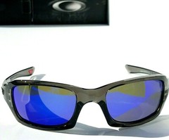 NEW Oakley FIVES Squared Grey Smoke POLARIZED Galaxy Blue Mirror Sunglass 9238