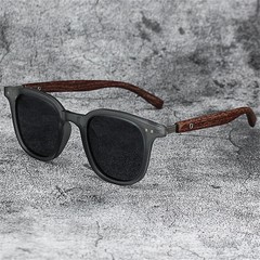 Classic Wood Grain Mirror Legs Sunglasses Men’s Small Frame Square Sun