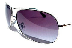 Ray Ban Polished Silver Pilot GRADIENT Grey To Blue Lens Sunglass RB 3267 003/8G