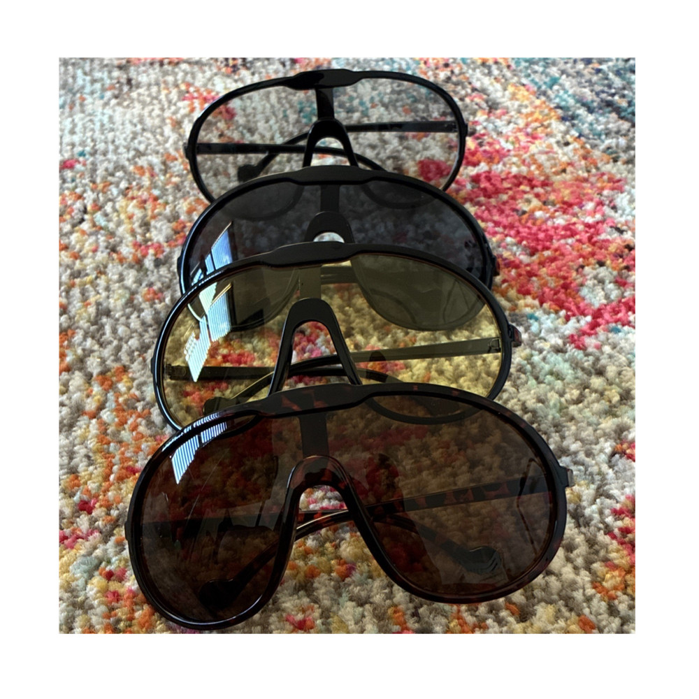Oversized Aviator Sunglasses Multicolor Frame Brown Lens Unisex Adults