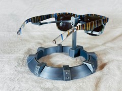 Custom PixelVivid Blue and Brown Solid Stripe Sunglasses with Blue Lenses