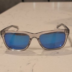 Costa Del Mar Men’s Rectangle Sunglasses Clear Frame Blue Mirrored Glass 140mm