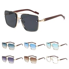 Men’s Metal Sunglasses Square Half Frame Rice Nails Casual Trend Personality