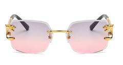 Men’s Rimless Gold Frame Elegant Hip Hop Square Clear Lens Retro Fashion Glasses