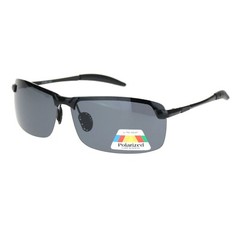 Polarized Lens Sunglasses Mens Half Rim Rectangular Metal Frame UV 400