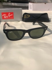 Ray-Ban RB2140 Original Wayfarer Black Sunglasses G-15 Green 50-22 BRAND NEW NWT