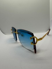 Cartier Big C Without Diamond cut Blue Frameless Lens with Gold Frame