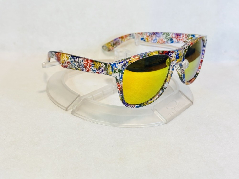 Custom PixelVivid Rainbow Metallic Marble Sunglasses with Gold Mirror Lenses