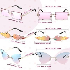 8Pcs Irregular Sunglasses Set Heart Sunglasses Flame Cloud Butterfly Star Rimles