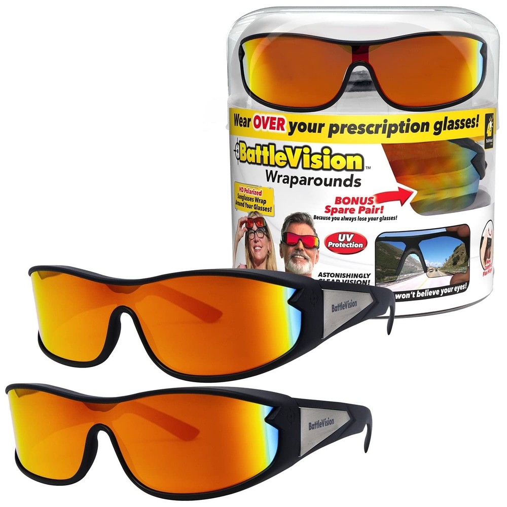 BattleVision Wrap Around Glasses, As Seen on TV, Glare-Reduction, Fits Over