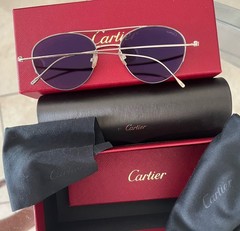 CARTIER 18k Solid White 18k Gold Aviator Sunglasses Retail $10,776 !!!