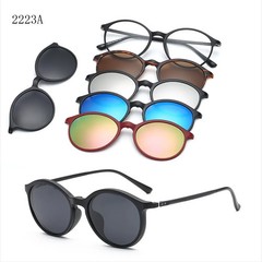 Magnetic Clip On Sunglasses Square Polarized UV400 Adult Optical Frame 6 in 1