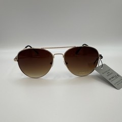 Men’s Aviator Sunglasses Gold Metal Frame Brown Gradient Tinted Plastic UV400