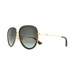 Gucci 0062S_003 Grey Gradient Lens Pilot Sunglasses – Green/Gold