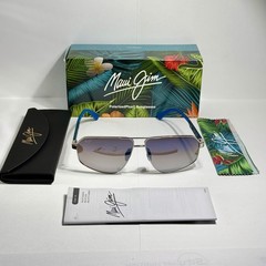 MAUI JIM KEAWAWA MJ 620-17 DUAL MIRROR BLUE SILVER AVIATOR SUNGLASSES EXCLUSIVE