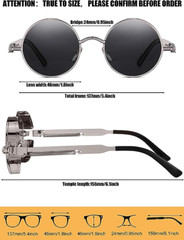 Retro Round Polarized Sunglasses Men Women Vintage Gothic Steampunk Glasses