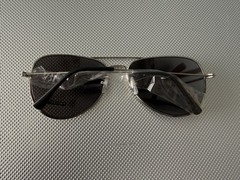 Men’s Aviator Sunglasses Silver Metal Frame Gray Tinted Plastic Lenses UV A9