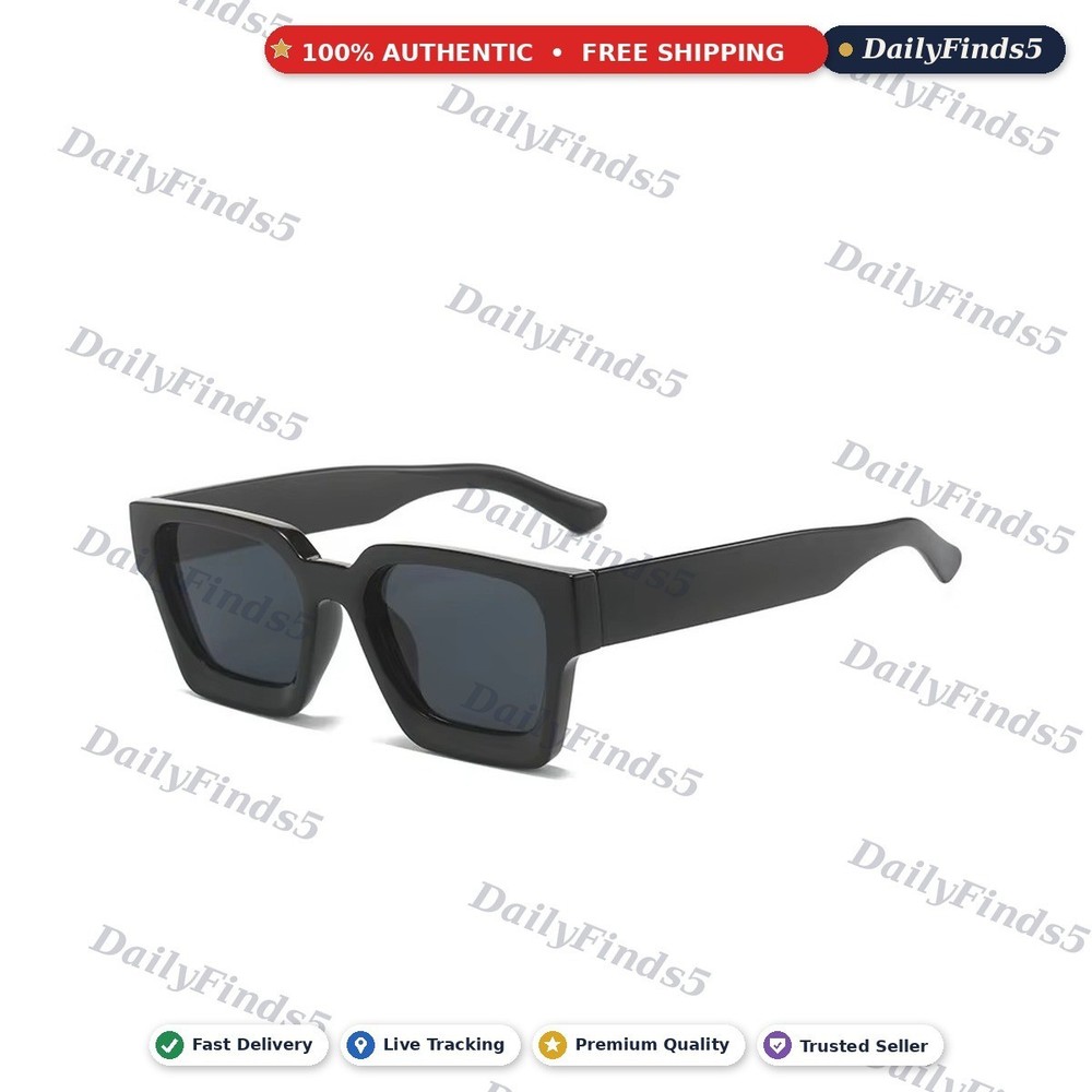 Retro Rectangle Sunglasses for Women Men Chunky Square Thick Frame Glasses UV400
