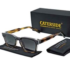 CATERSIDE Retro Square Sunglasses Men Punk Small Frame Brand Designer Sun