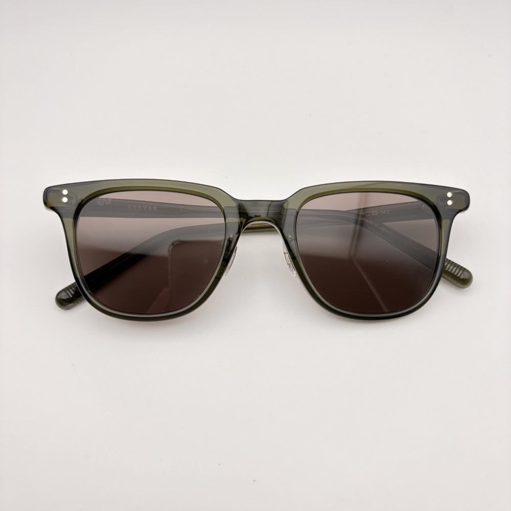 Eyevan Franz OD-BR Olive Drab Brown Lens Vintage Square Sunglasses 49mm NEW